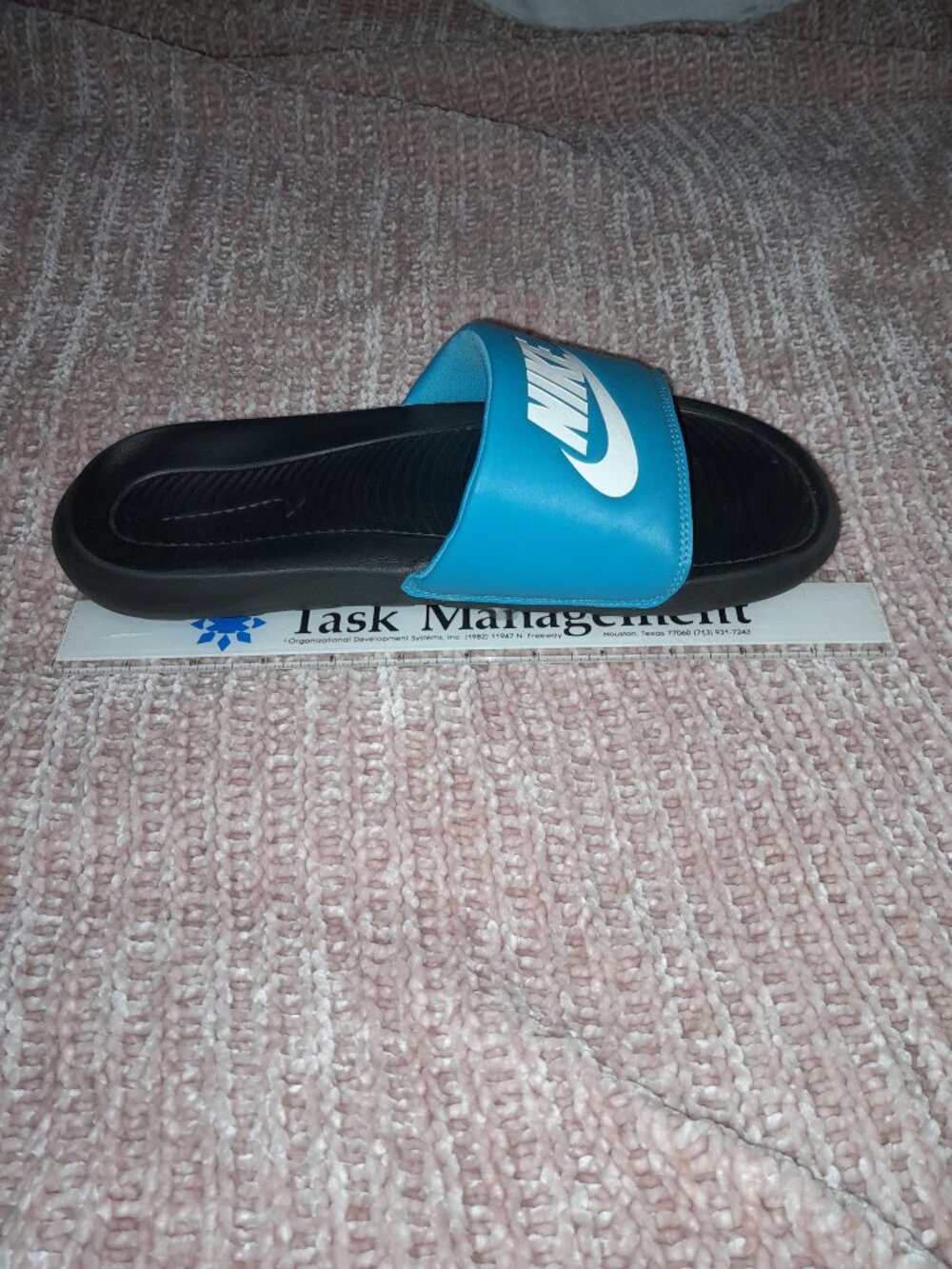 NIKE Slides Turquoise and Black 11" Excellent Condition Size 11-12 - Picture 5 of 6